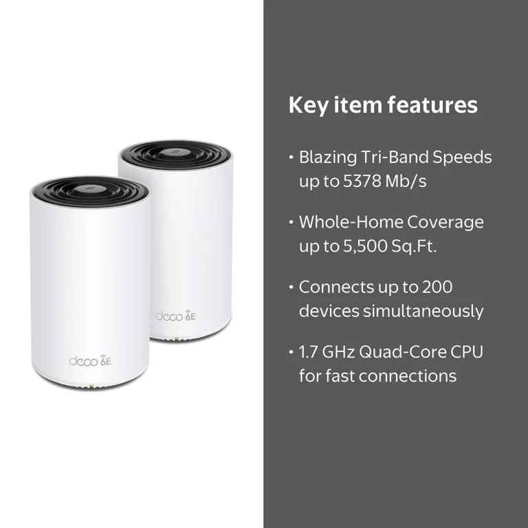 TP-Link Deco AXE5400 WiFi 6E Mesh System, Tri-Band, 2.5G WAN/LAN