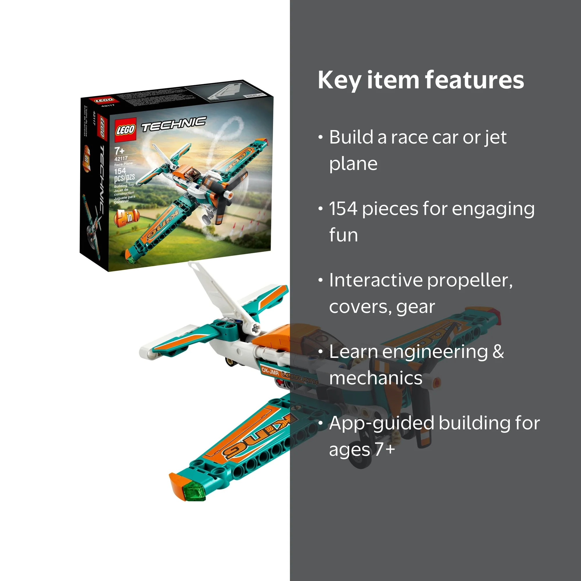 LEGO Technic Race Plane 42117, 2in1 Stunt Model Transformation Kit