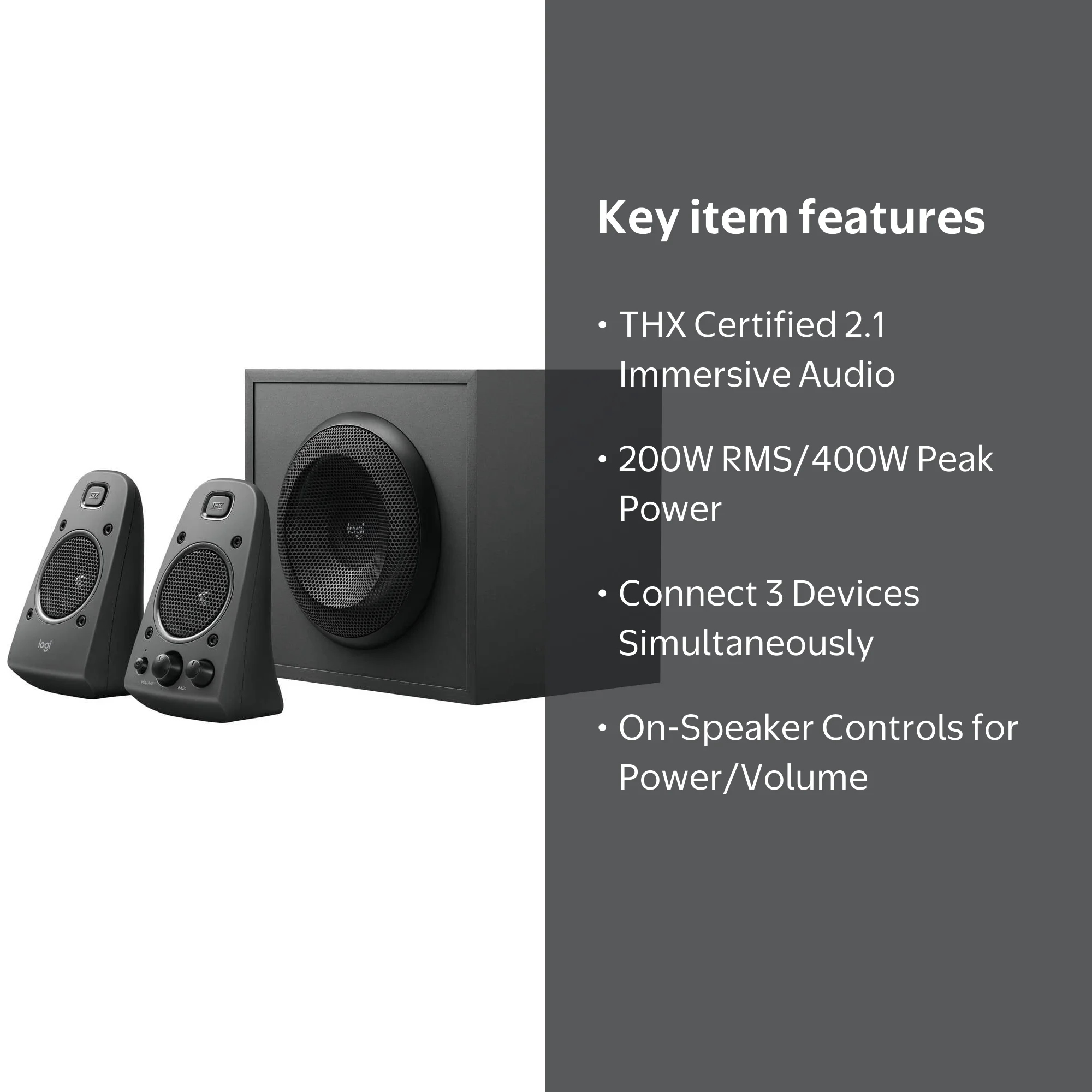 Logitech, Gaming Speaker System, Z625 Powerful THX Sound, Black