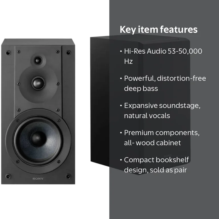 Sony, Bookshelf Speakers, 3-Way, 3-Driver, 5.12