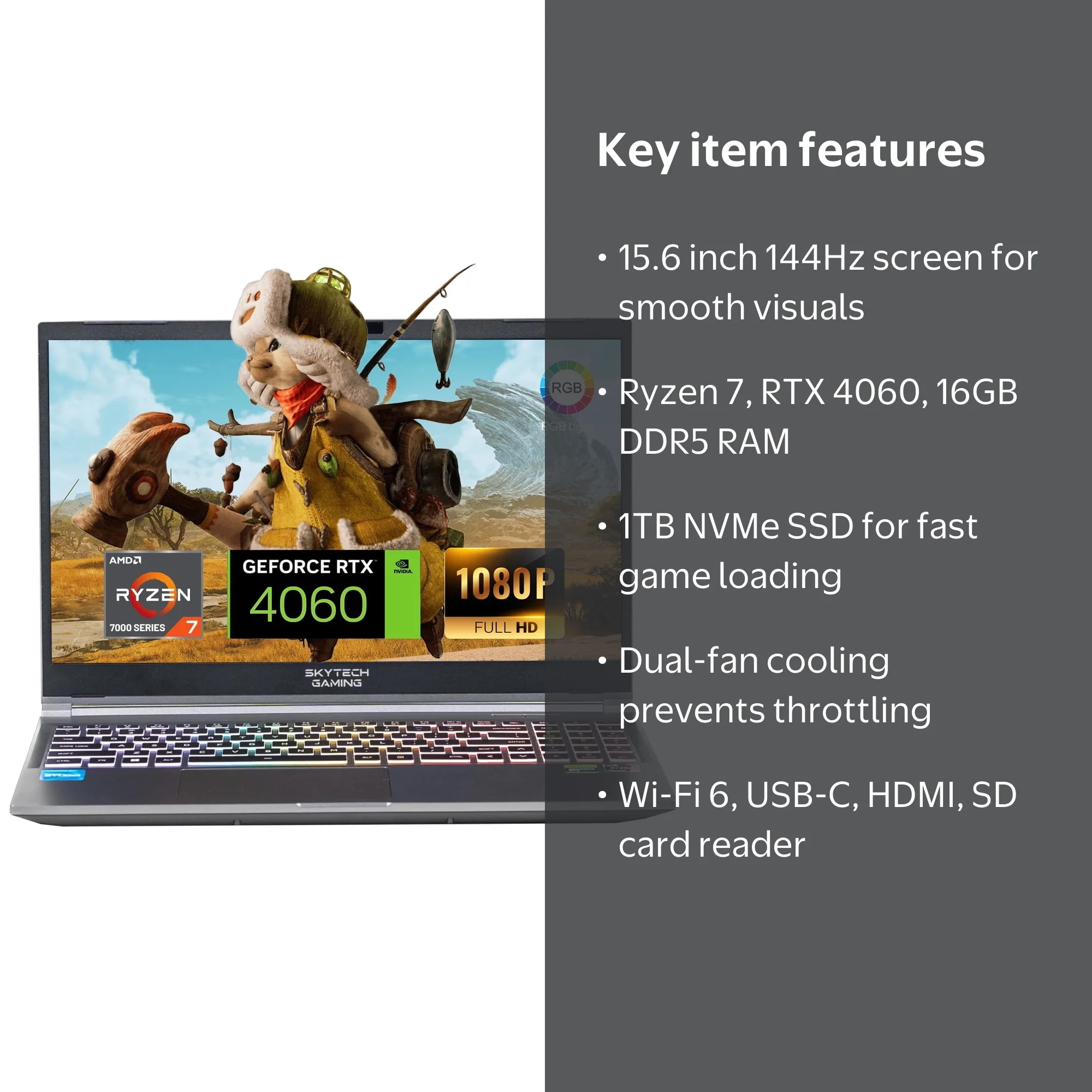Skytech Gaming Lumi Gaming Laptop AMD Ryzen 7 7435HS NVIDIA