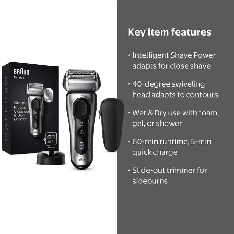 Braun Series 8 8417s Electric Razor: Men's Rechargeable Wet Dry