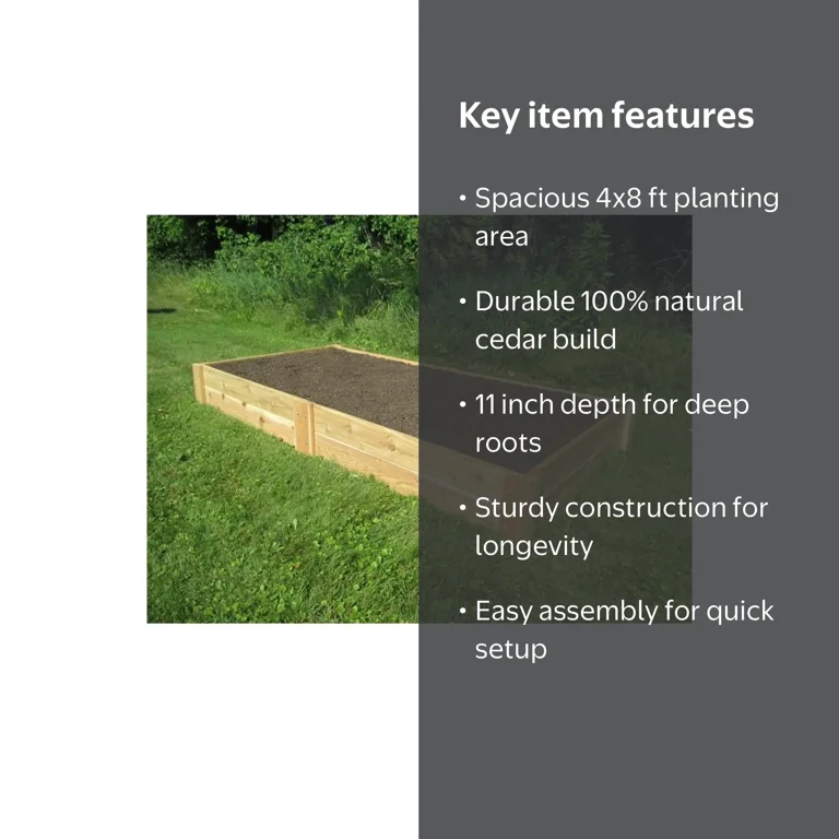 Smart Carts Outdoor 4x8 Cedar Garden Raised Bed, Easy Assembly