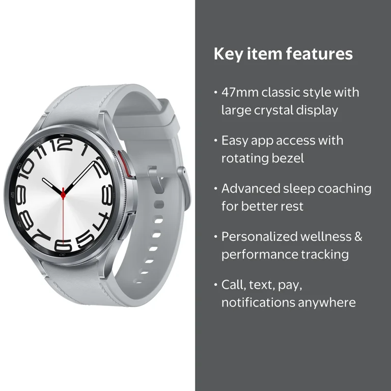 Samsung Galaxy Watch6 Classic Bluetooth and WiFi Smart Watch, 47mm