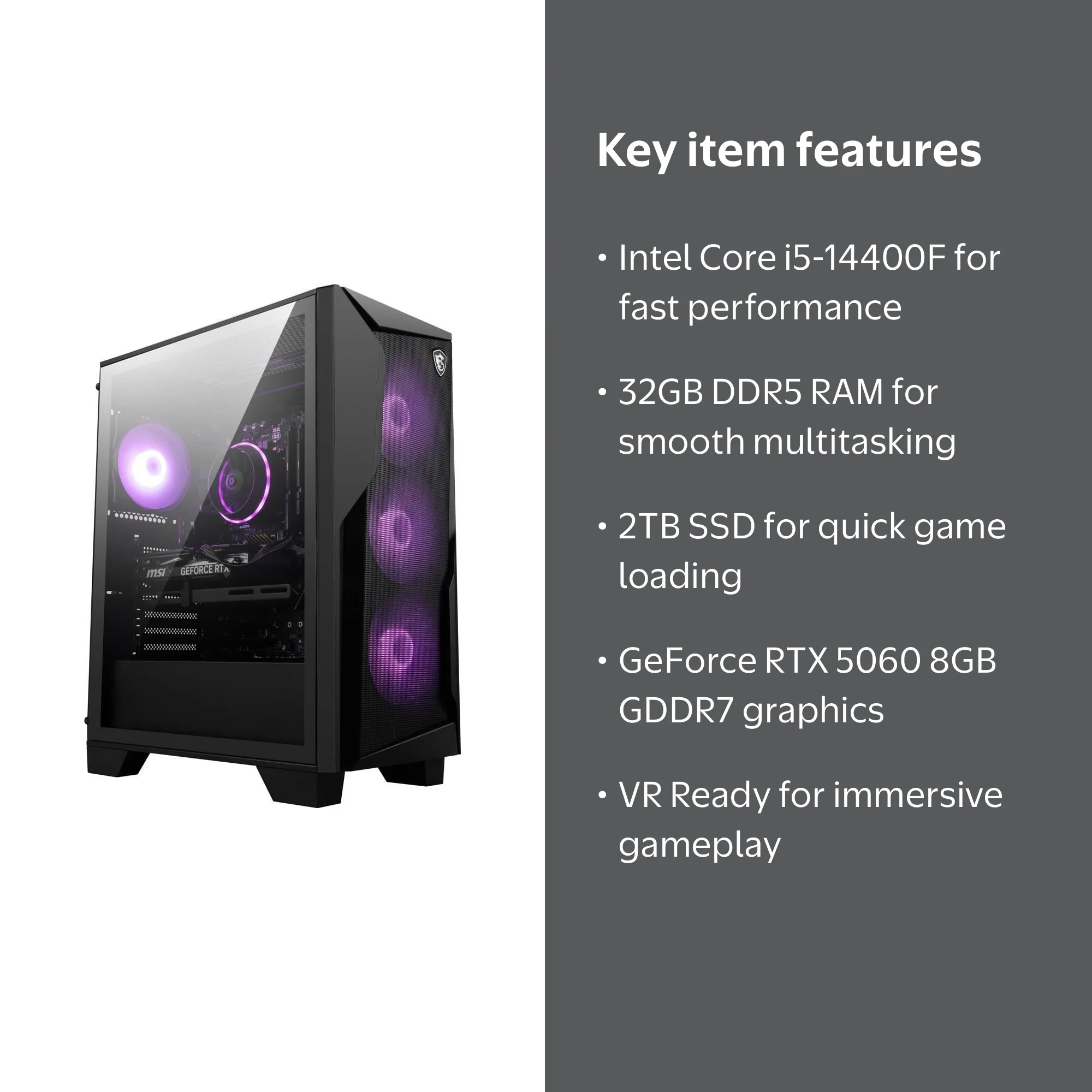 MSI Gaming Desktop PC Codex R2 B14NVL5-449US Intel Core i5-14400F