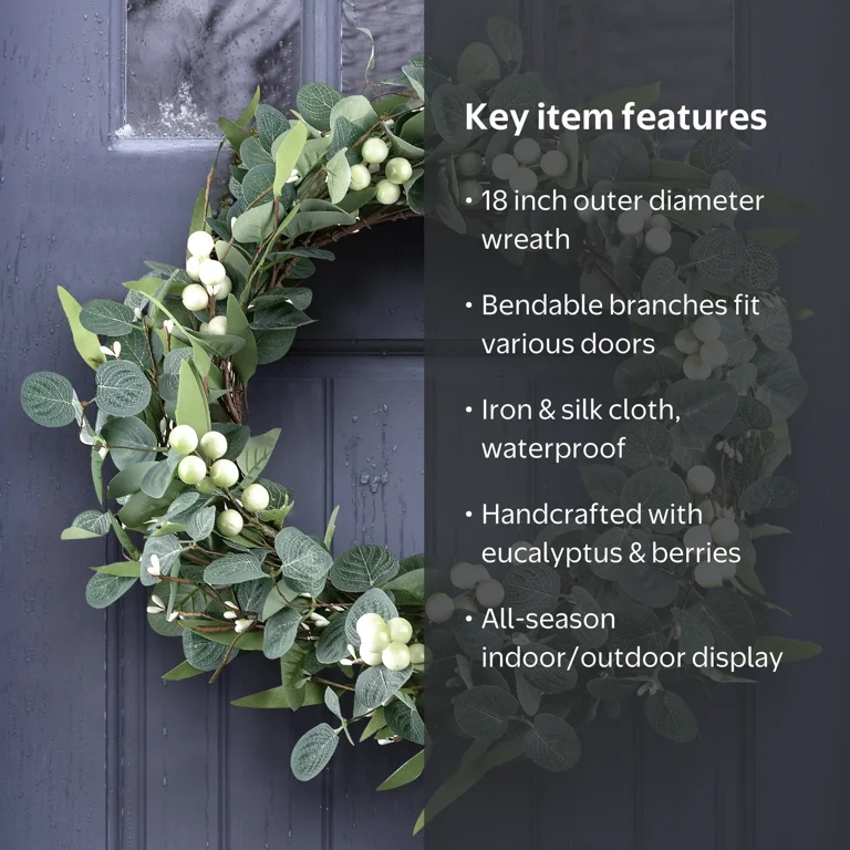 WeGuard Eucalyptus Wreath, Spring Summer Wreath for Front Door