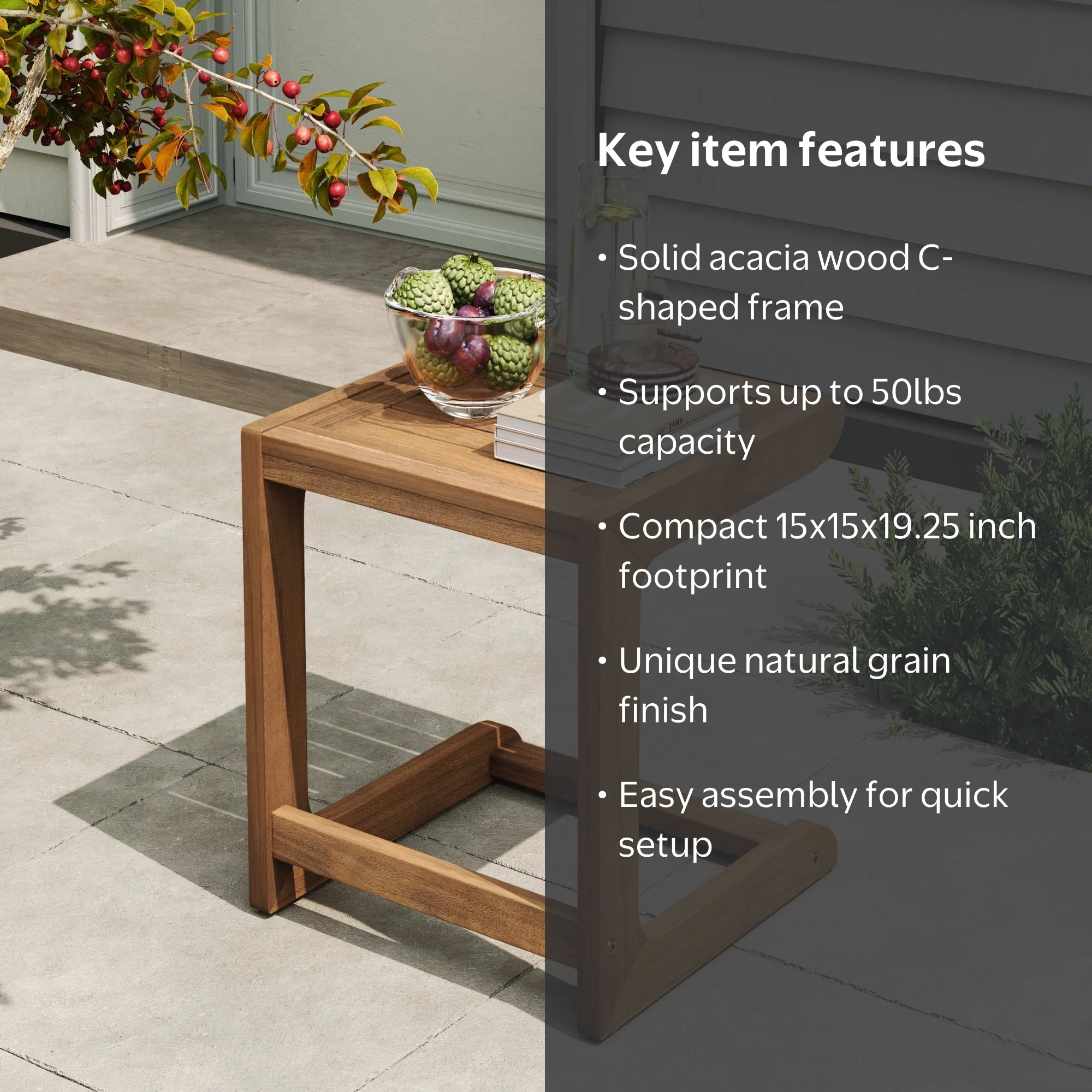 Christopher Knight Home Modern Outdoor C-Shaped Side Table, Solid
