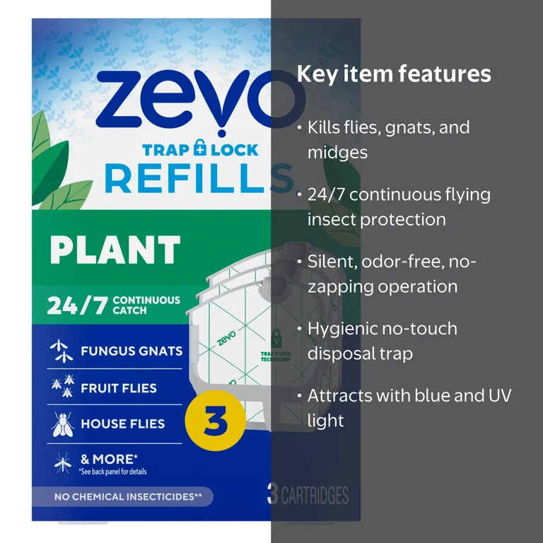 Zevo Plant Flying Insect Trap Refill - 3 Plant Refill Cartridges