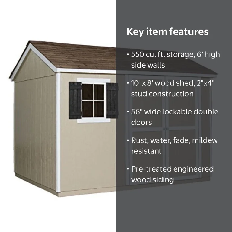 Handy Home Products Avondale 10x8 ft Wood Storage Building Shed