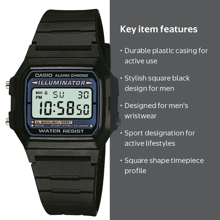 Casio Men Sport Square Plastic Watch Black Casio Sport Square