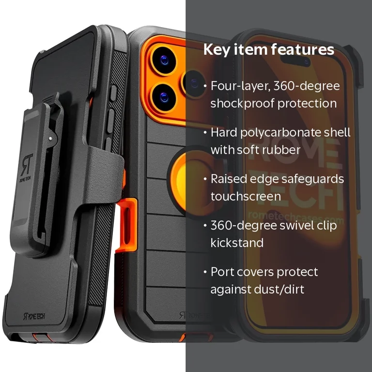 Apple iPhone 17 Pro Max Defender Case - Black/Orange - Walmart.com