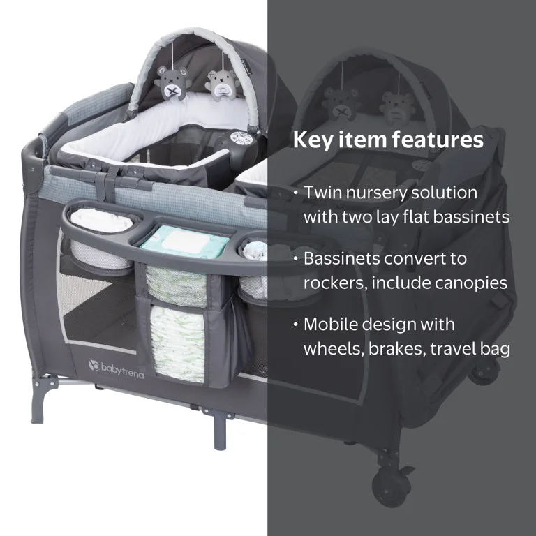 BABYL セット Baby Trend, Nursery Playard, Lil Snooze Deluxe III, Twin Bassinet