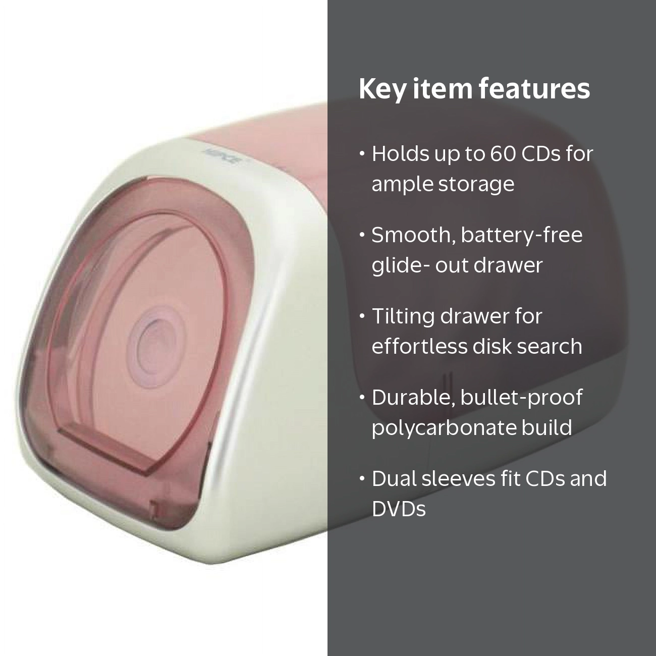Hipce CDB-60PC BP Bullet Proof One Touch CD Box, Pink - 60