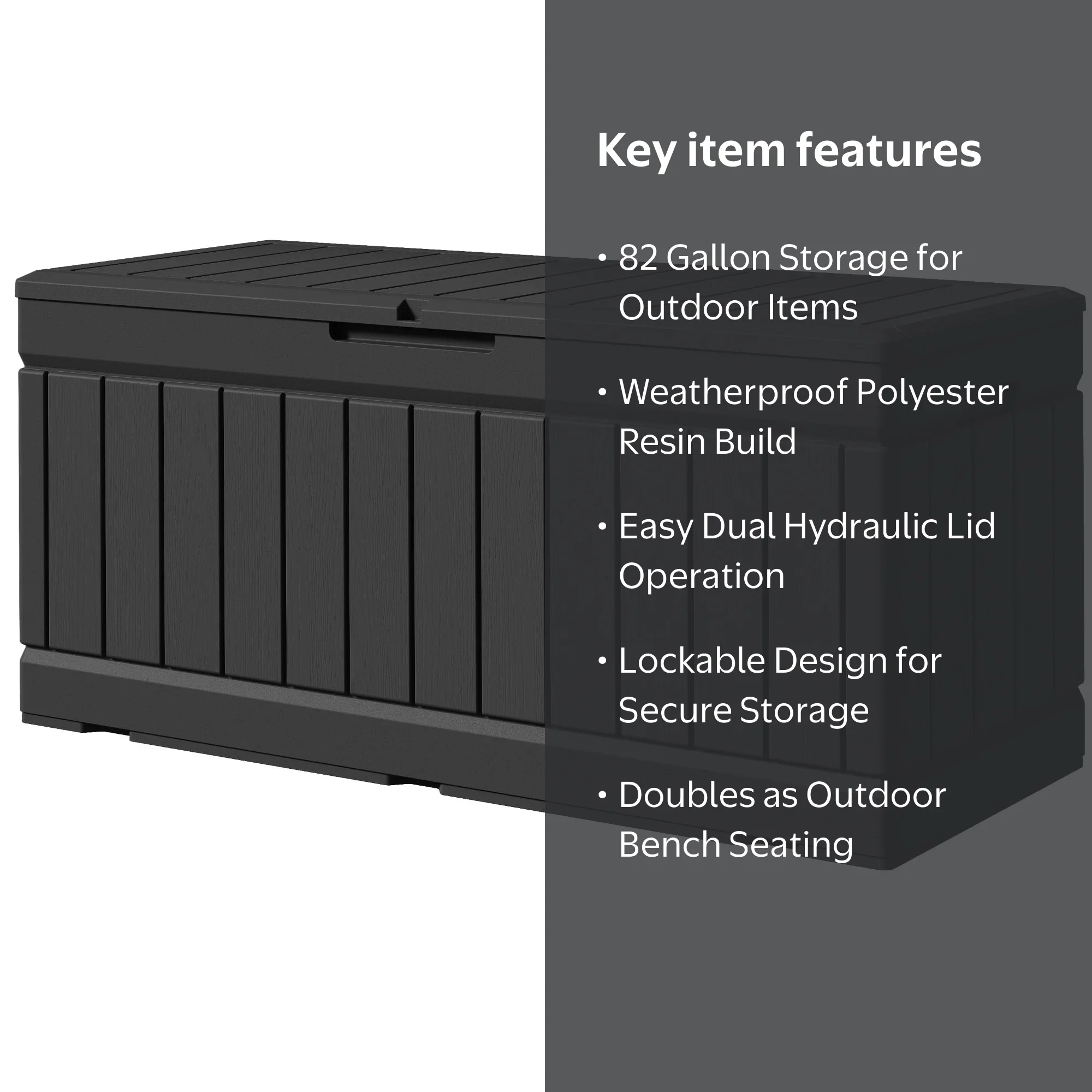 Vineego Classic Outdoor Weatherproof 82 gal Resin Deck Box, Black