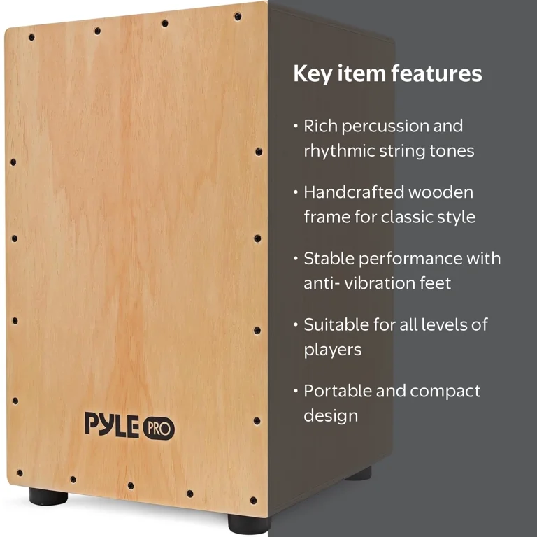 Pyle PCJD18 - Stringed Jam Cajon - Wooden Cajon Percussion Box