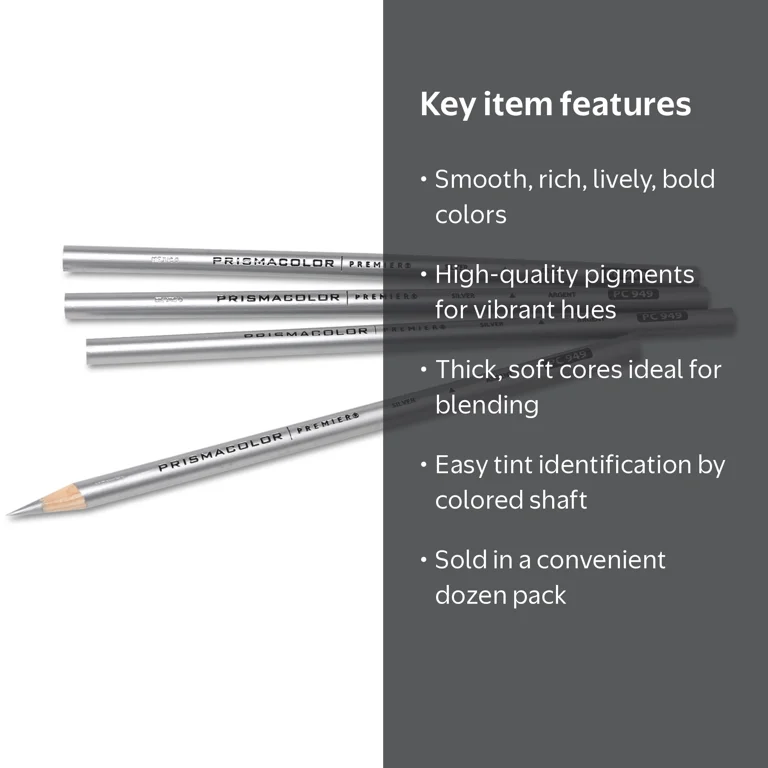 Prismacolor Thick Lead Art Pencil, Silver Lead/Barrel, Dozen Prismacolor Thick Lead Art Pencil, Silver Lead/Barrel, Dozen