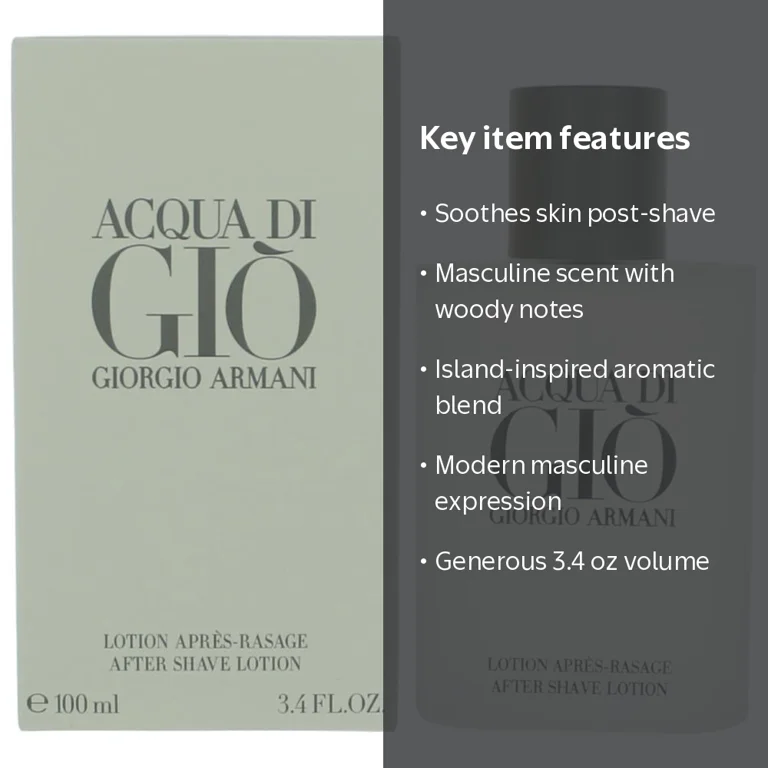 Giorgio Armani, After Shave Lotion, 3.4 oz, Marine Woody Fragrance
