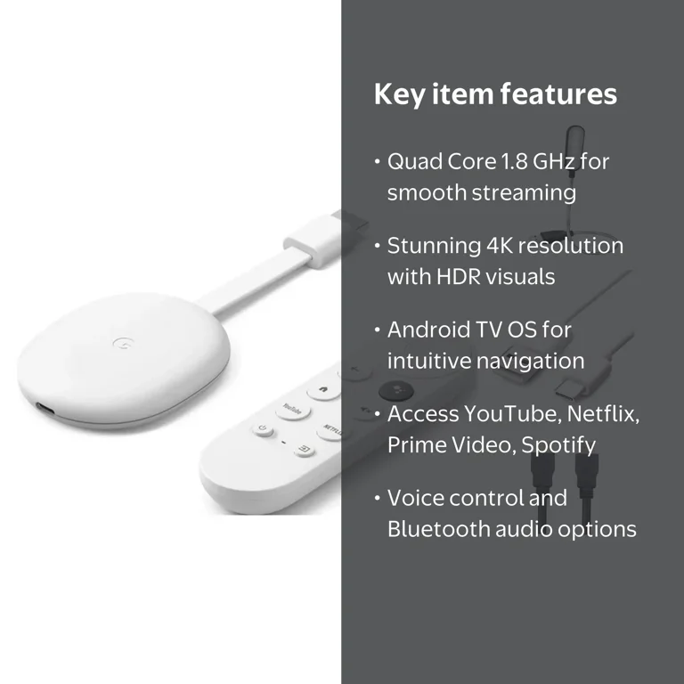 Google Chromecast with Google TV, 4K HDR Streaming Stick, Voice