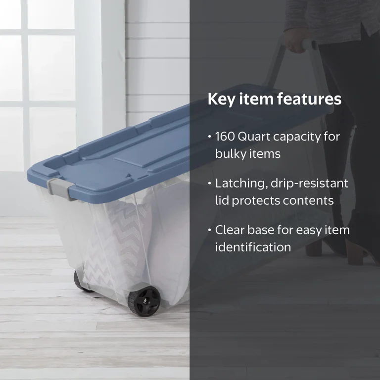 Sterilite Extra-Large Wheeled Rugged Storage Bin, 160 Quart