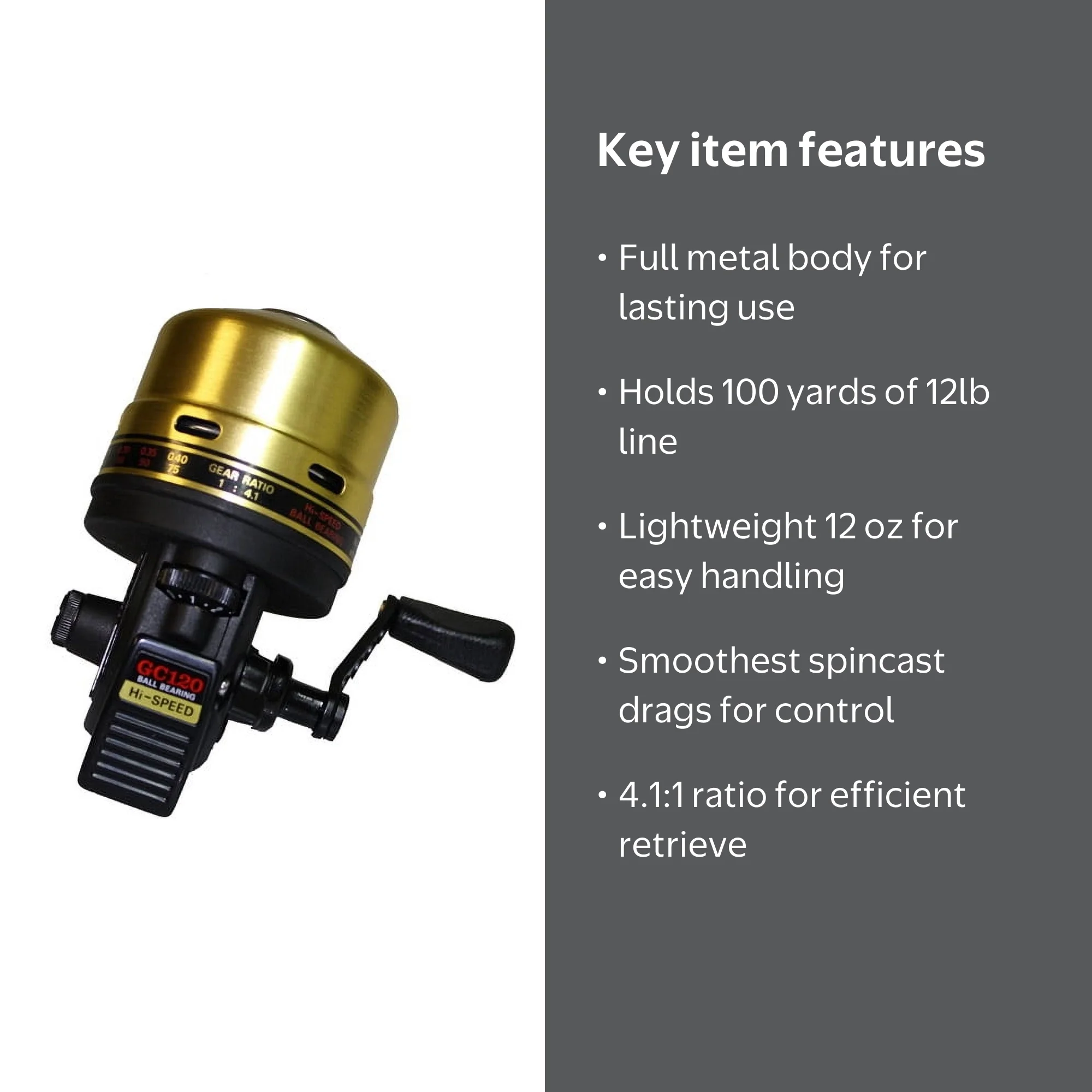daiwa 120 spincast reel parts Daiwa Professional Quality Goldcast Spincast Reel 120 with Durable Metal  Construction, Smooth Drag & 4.1:1 Gear Ratio