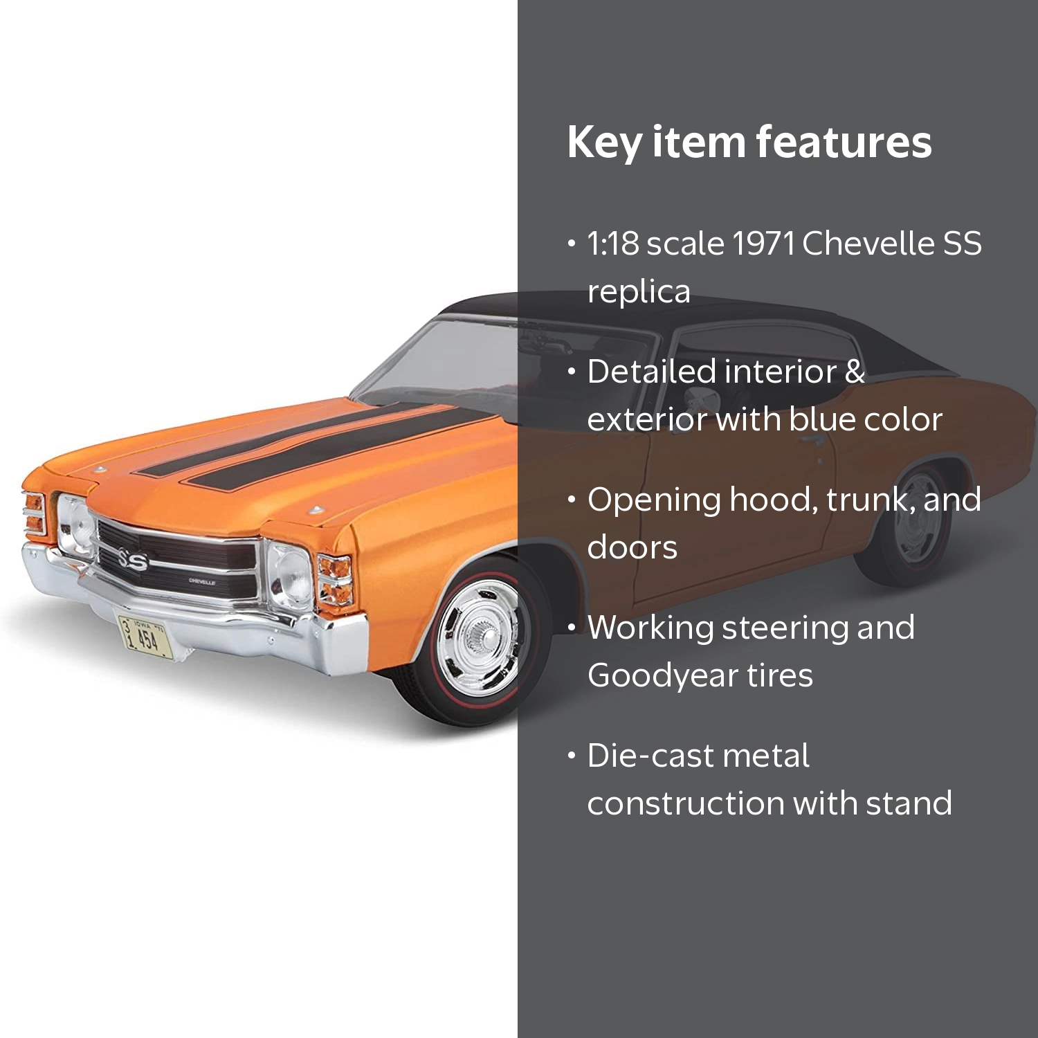 Maisto, Diecast Model Car, 1-18 Scale, Chevrolet Chevelle SS 454