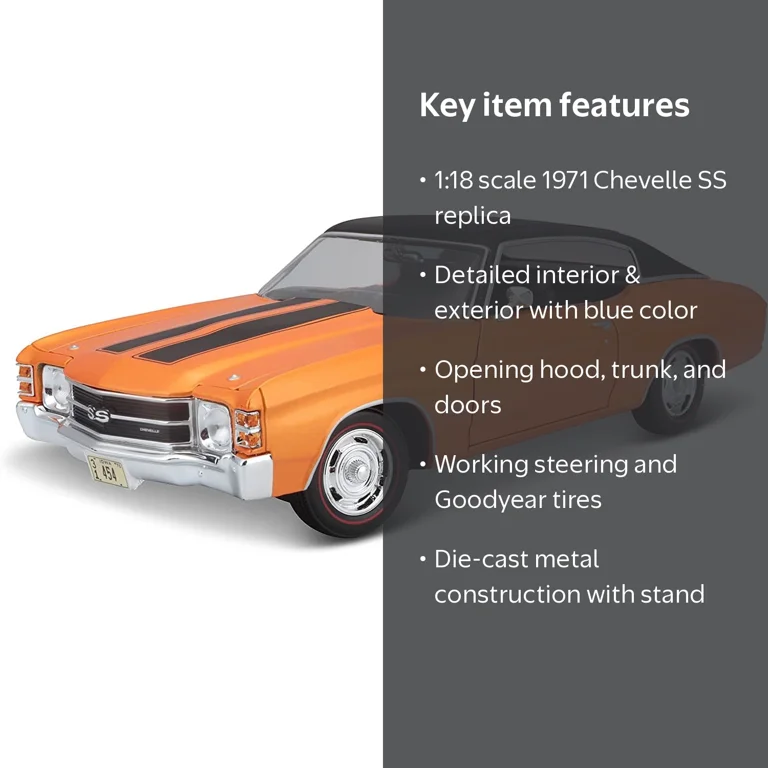 Maisto, Diecast Model Car, 1-18 Scale, Chevrolet Chevelle SS 454