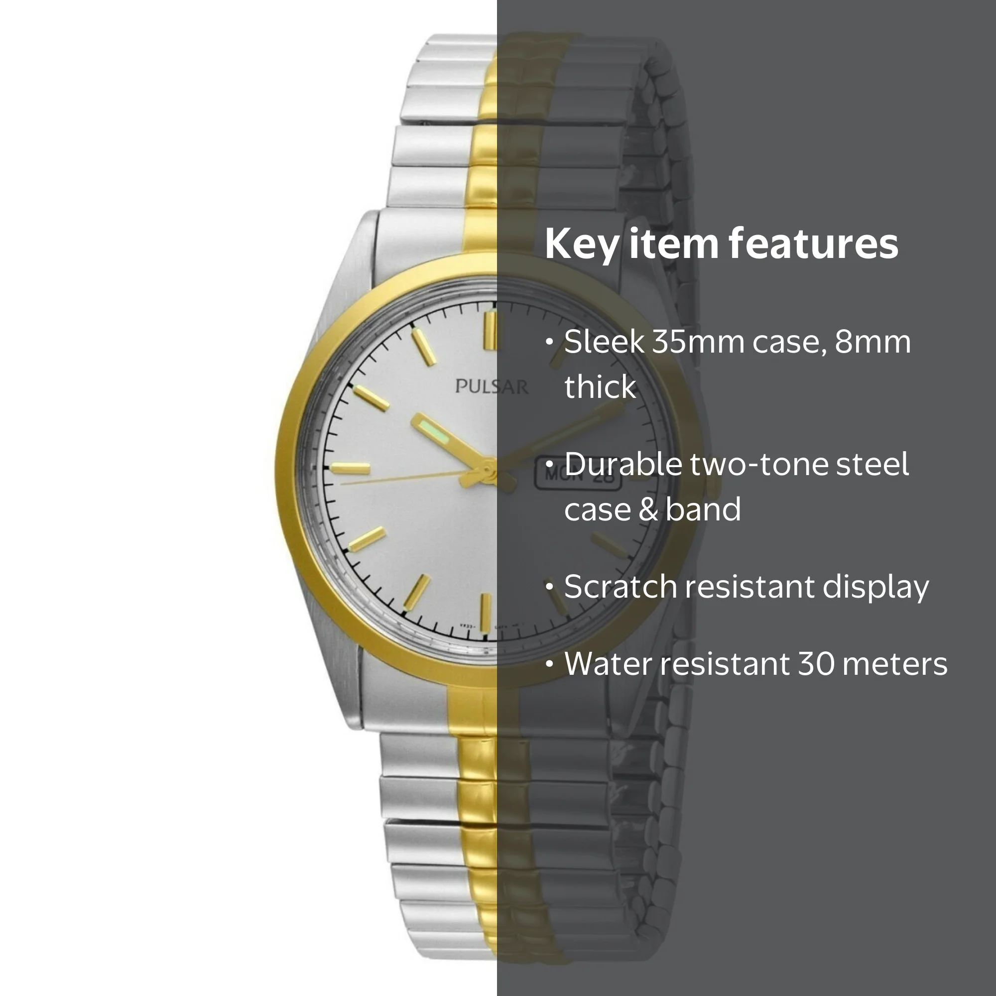 Pulsar Men's PXF110 Two-Tone Stainless Steel Expansion Band Watch