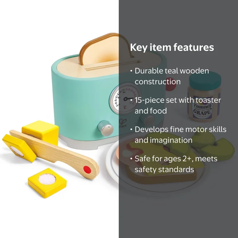 Hape Ding and Pop-Up Toaster Wooden Food Playset, Sound and Action Toy