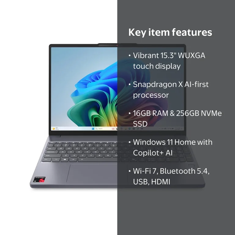 Lenovo IdeaPad Slim 3 Copilot+ PC 15.3” WUXGA Touchscreen Laptop