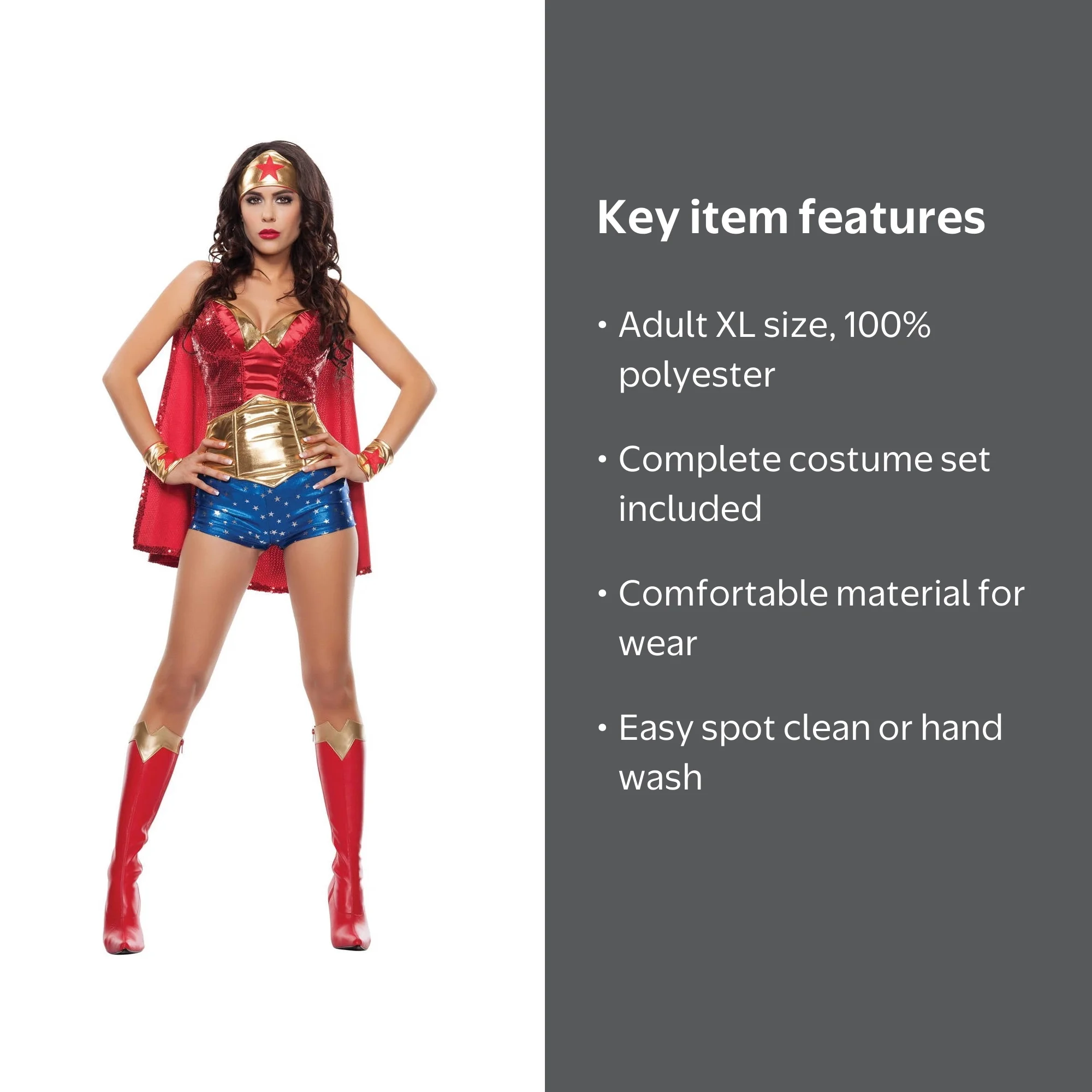 wonder woman dress costume Women's Caped | Superhero Costumes | Adult | Womens | M | Blue/Brown/Red and eye Wonder Woman Beach Battle Dress