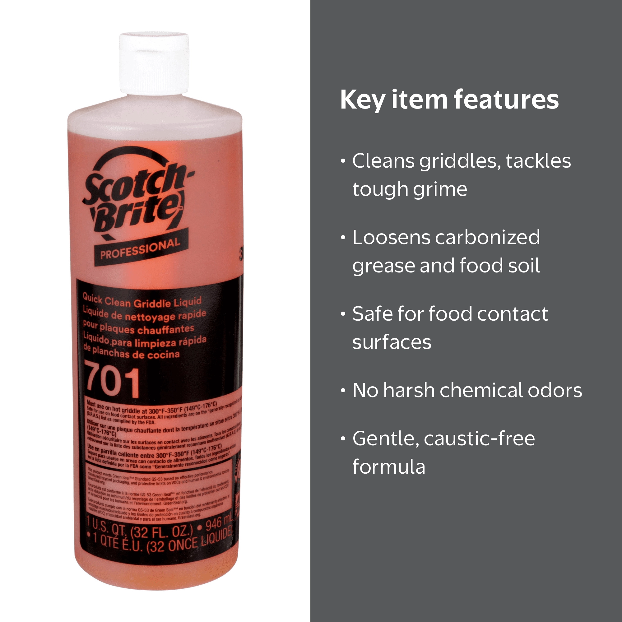 SCOTCH-BRITE 701 Quick Clean Griddle Liquid, Grease Cutting
