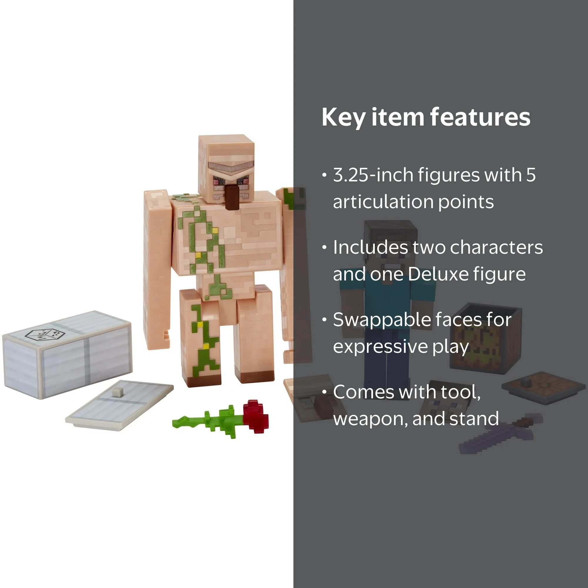 Minecraft Comic Maker Steve and Iron Golem 2-Pack - Walmart.com