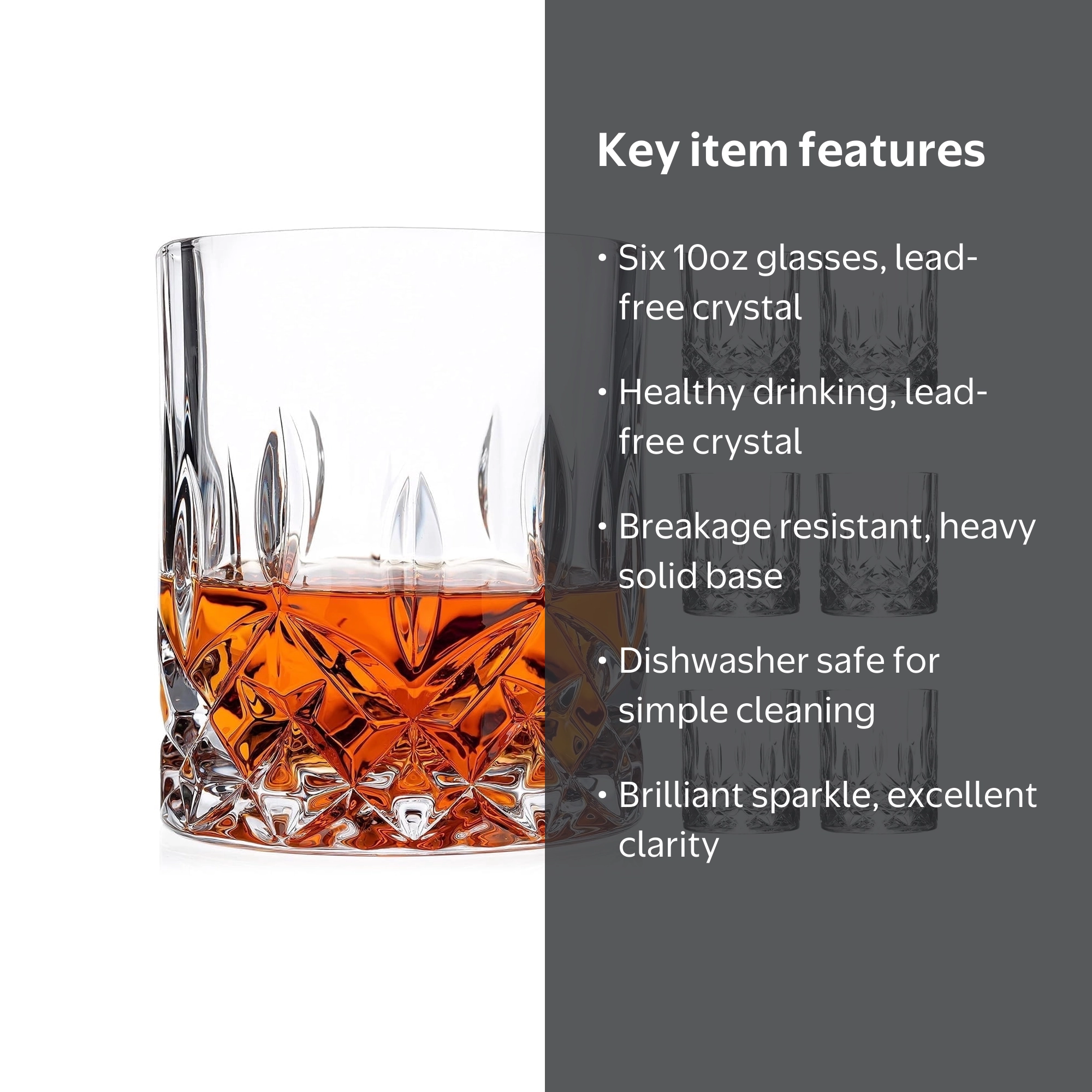 TINANA Crystal Whiskey Glasses 10oz, Old Fashioned Crystal