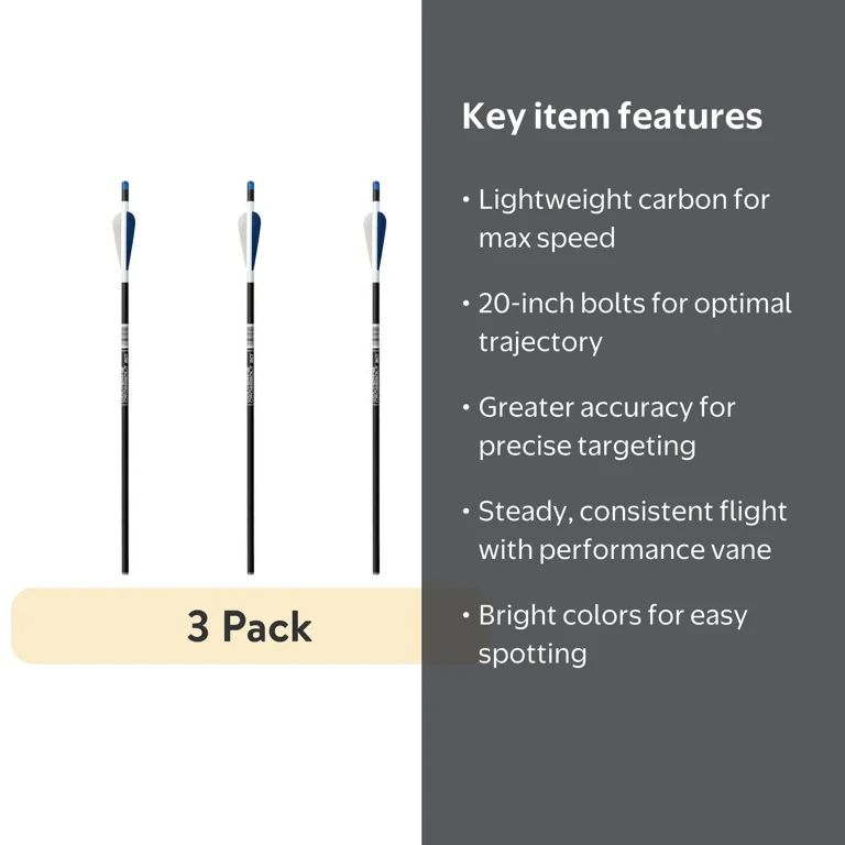 Carbon Express Wolverine 20 Inch Crossbow Bolt 3 Pack for Hunting