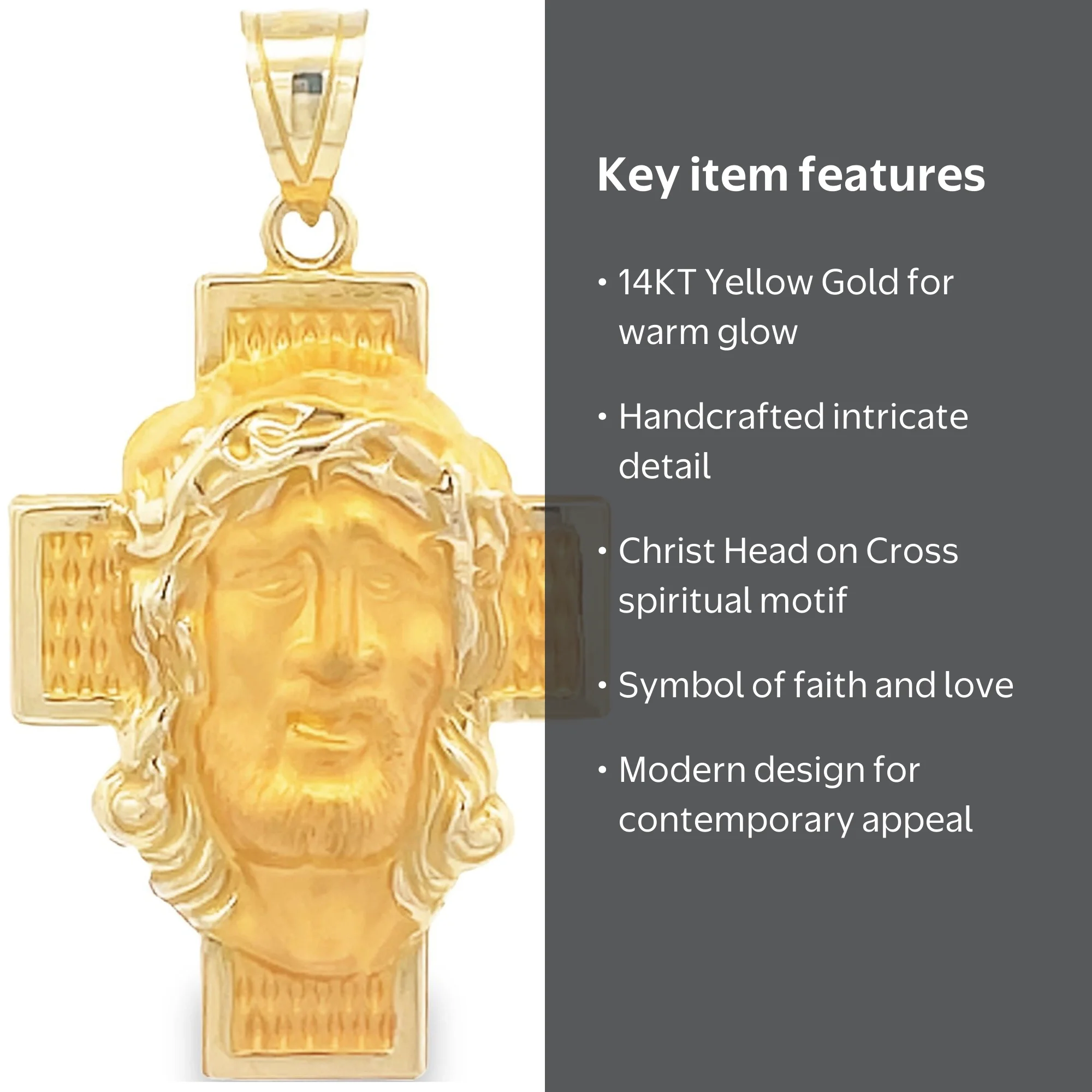 Brilliance Fine Jewelry 14KT Yellow Gold Christ Head on Cross