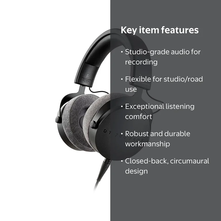 beyerdynamic, DT 700 PRO X Headphones, Closed-Back Studio, Black