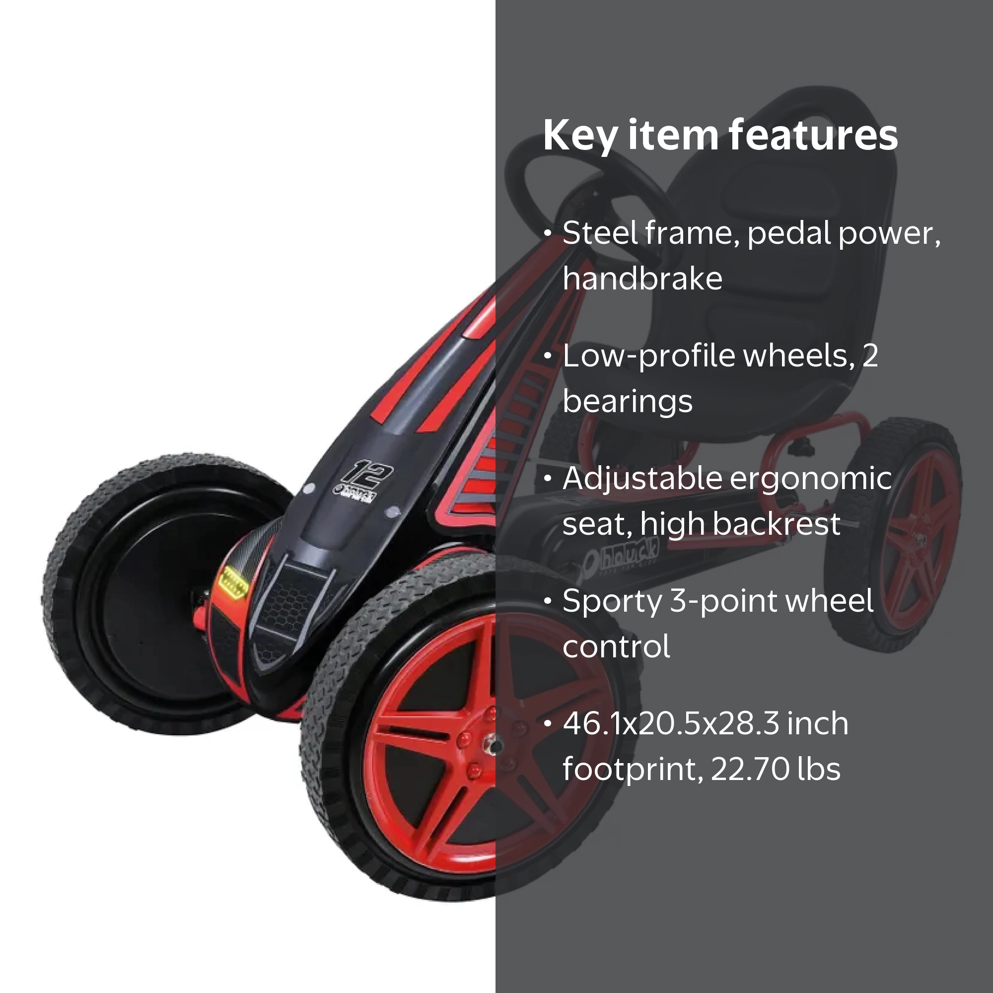 hauck, Go-Kart, Red, Low Profile Rubber Tires, Handbrake - Walmart.com