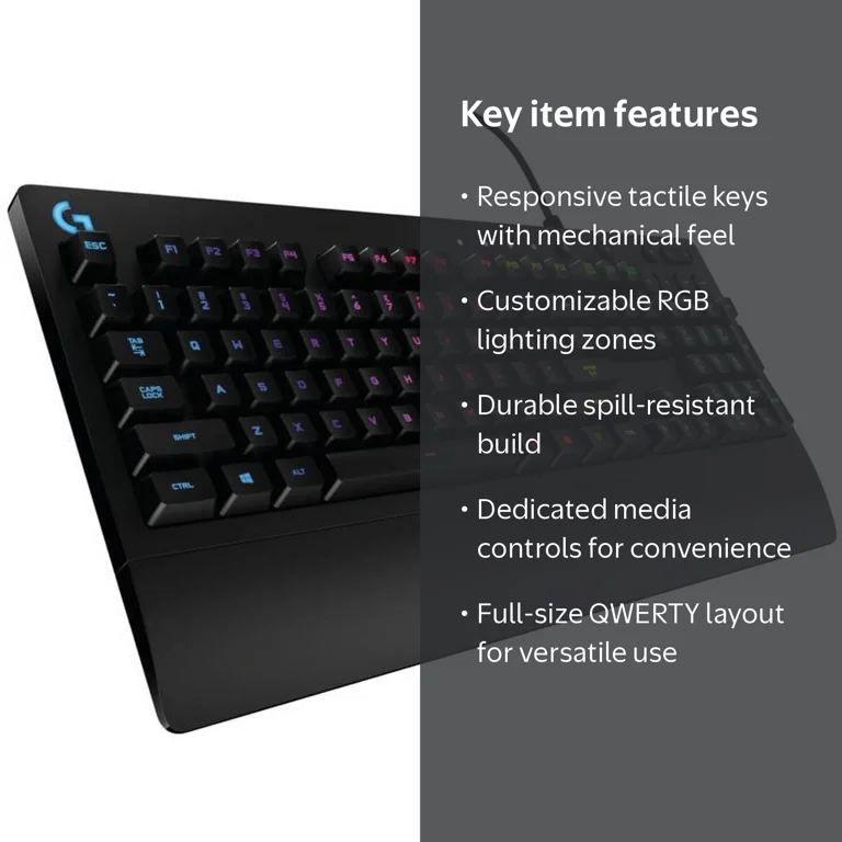 Logitech G213 Prodigy RGB LED Gaming Keyboard for PC with 16.8