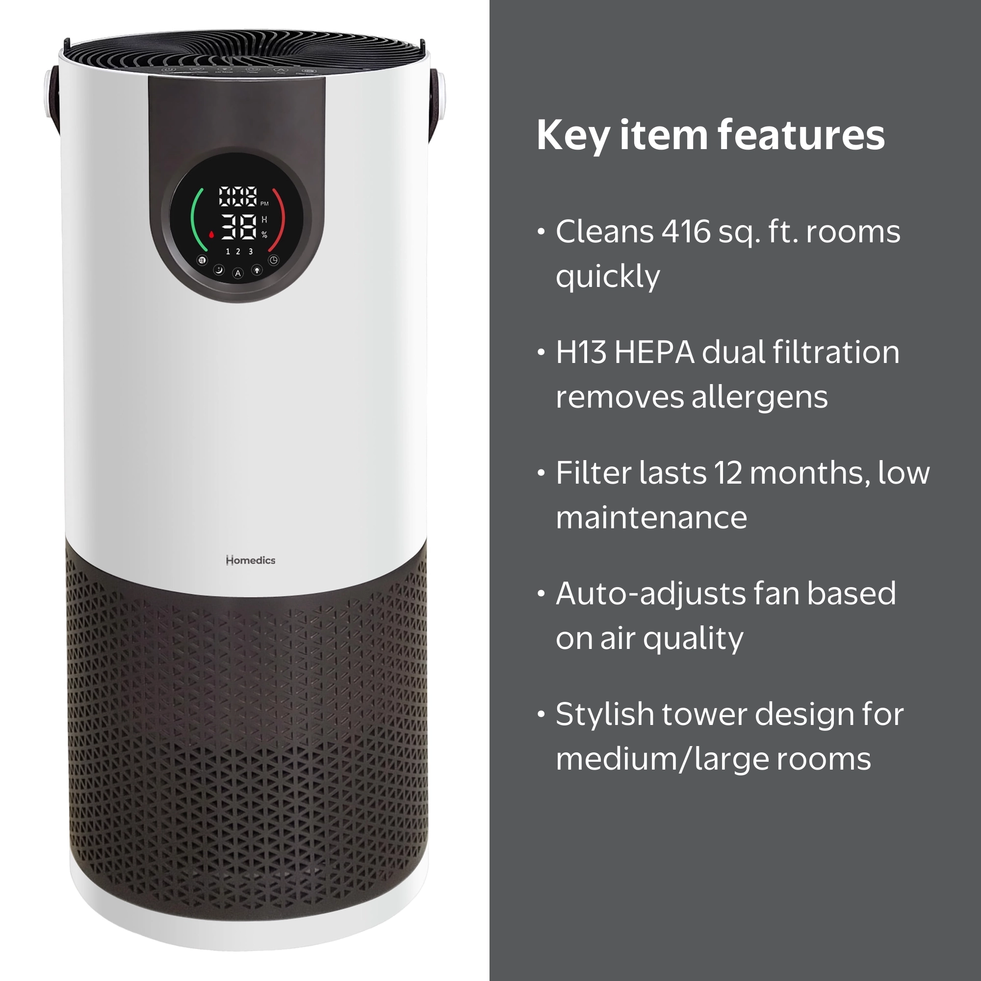 Homedics 2-in-1 Air Purifier and Humidifier RRK150, Digital