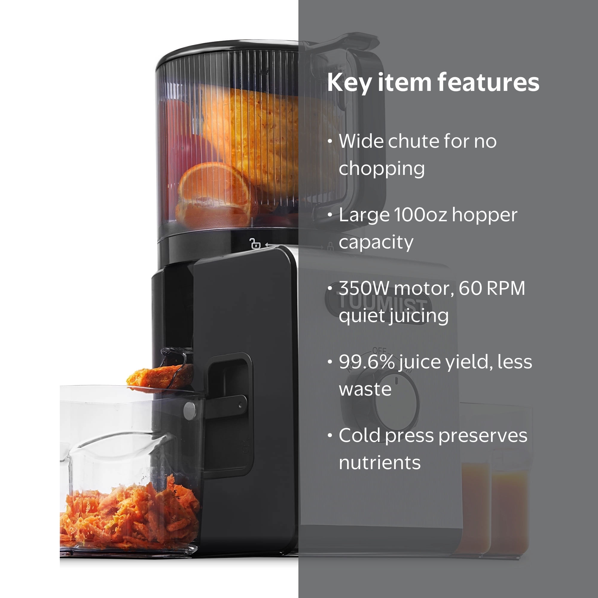 チャミです TUUMIIST Cold Press Juicer Machines, 6.5'' Large Feed Chute, High