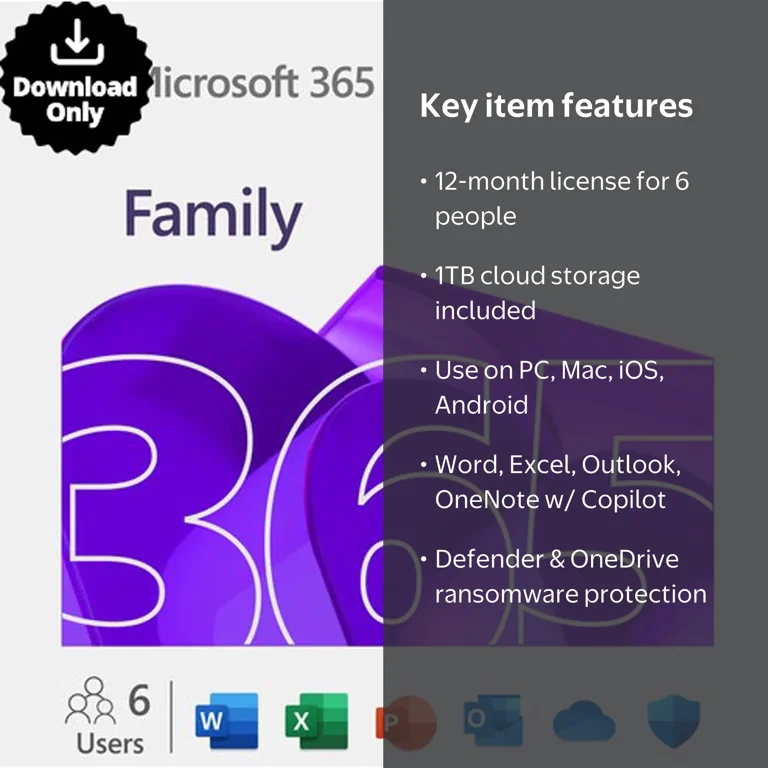 Microsoft 365 Family (6-User License / 12-Month Subscription