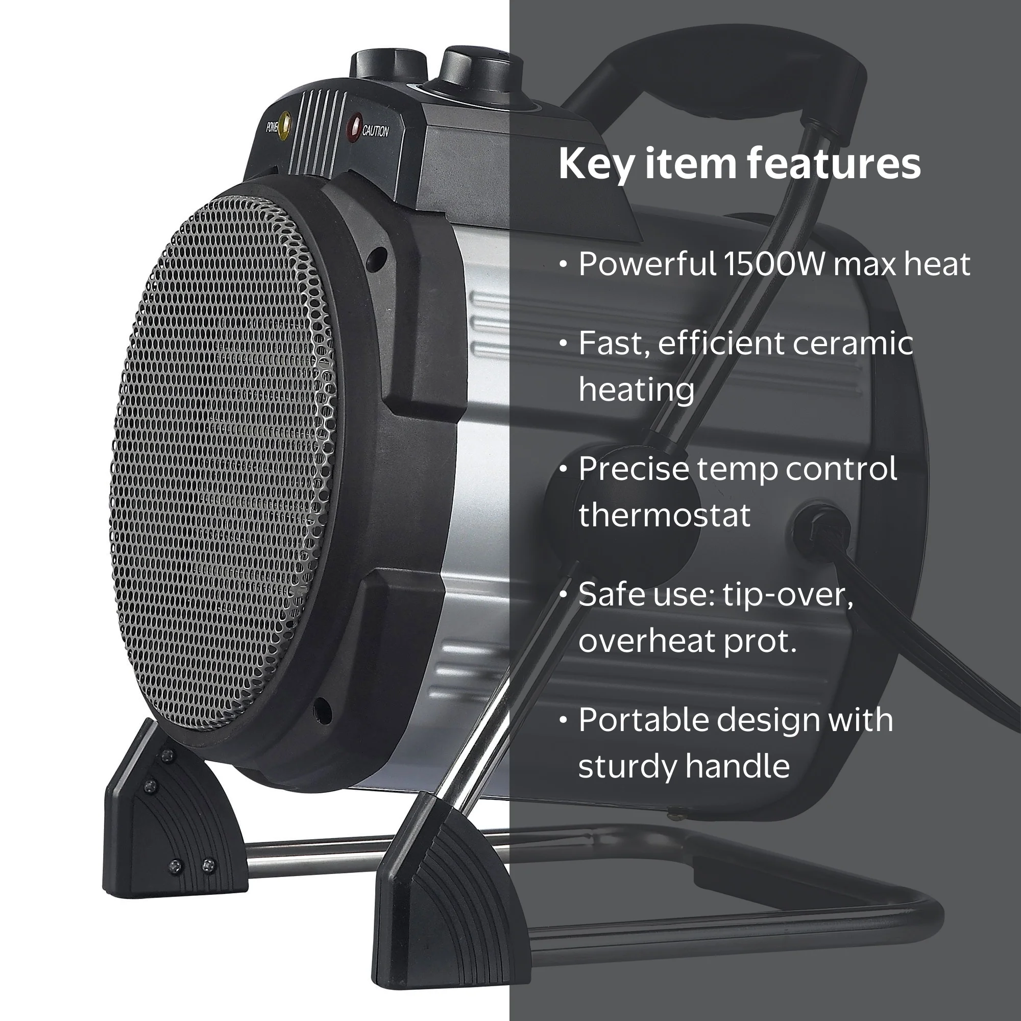 Geneva Industrial Portable Ceramic Heater 3 Setting Fan with