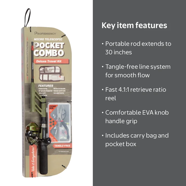 ProFISHiency Pocket Spincast Combo Deluxe Travel Kit - Telescopic