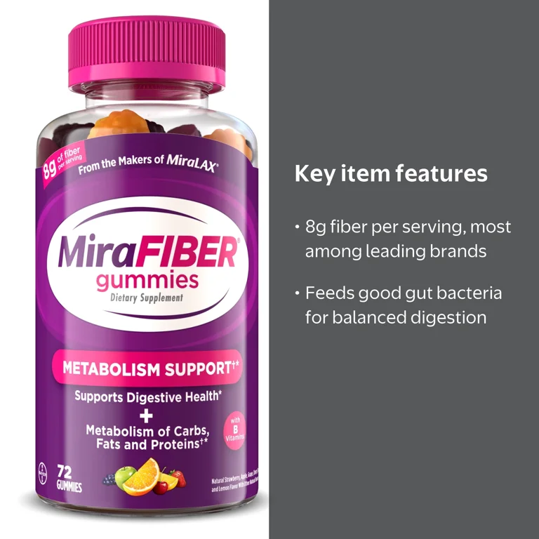 MiraFIBER Gummies, From The Makers of MiraLAX, 8g Per Serving