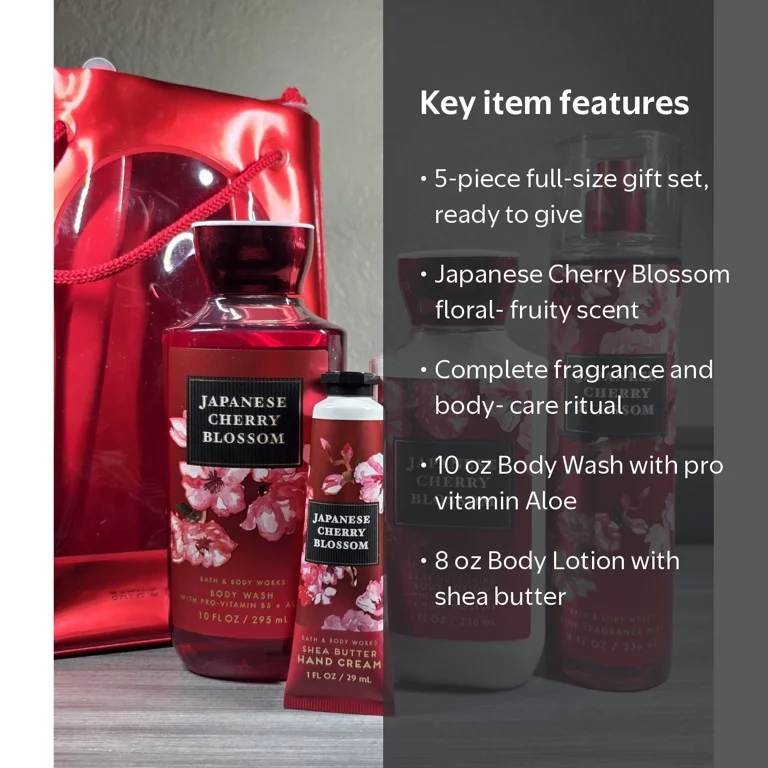 Bath & Body Works Gift Set Japanese Cherry Blossom 5 Piece Gift