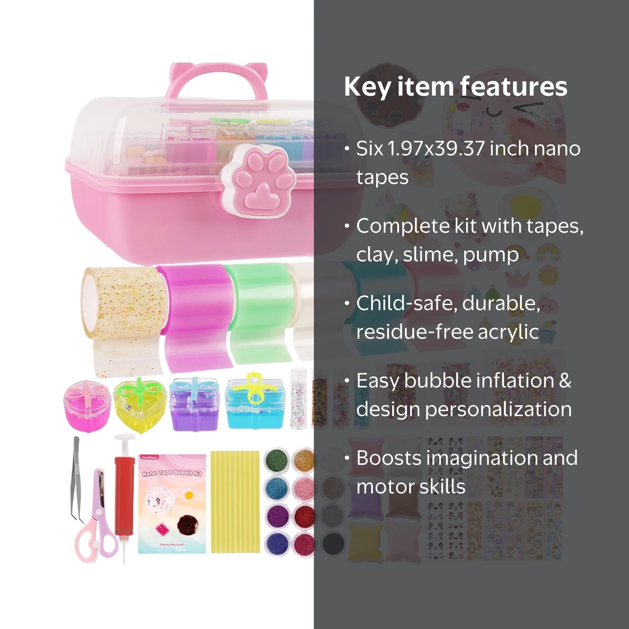 KiddiTouch Nano Tape Bubble Kit for Kids with Box, 6 Pcs Nano
