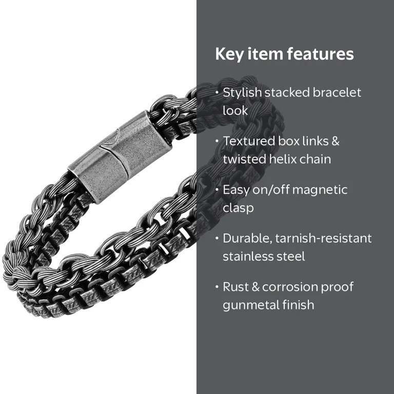 Believe by Brilliance Men's Stainless Steel Gunmetal Tone Stacked