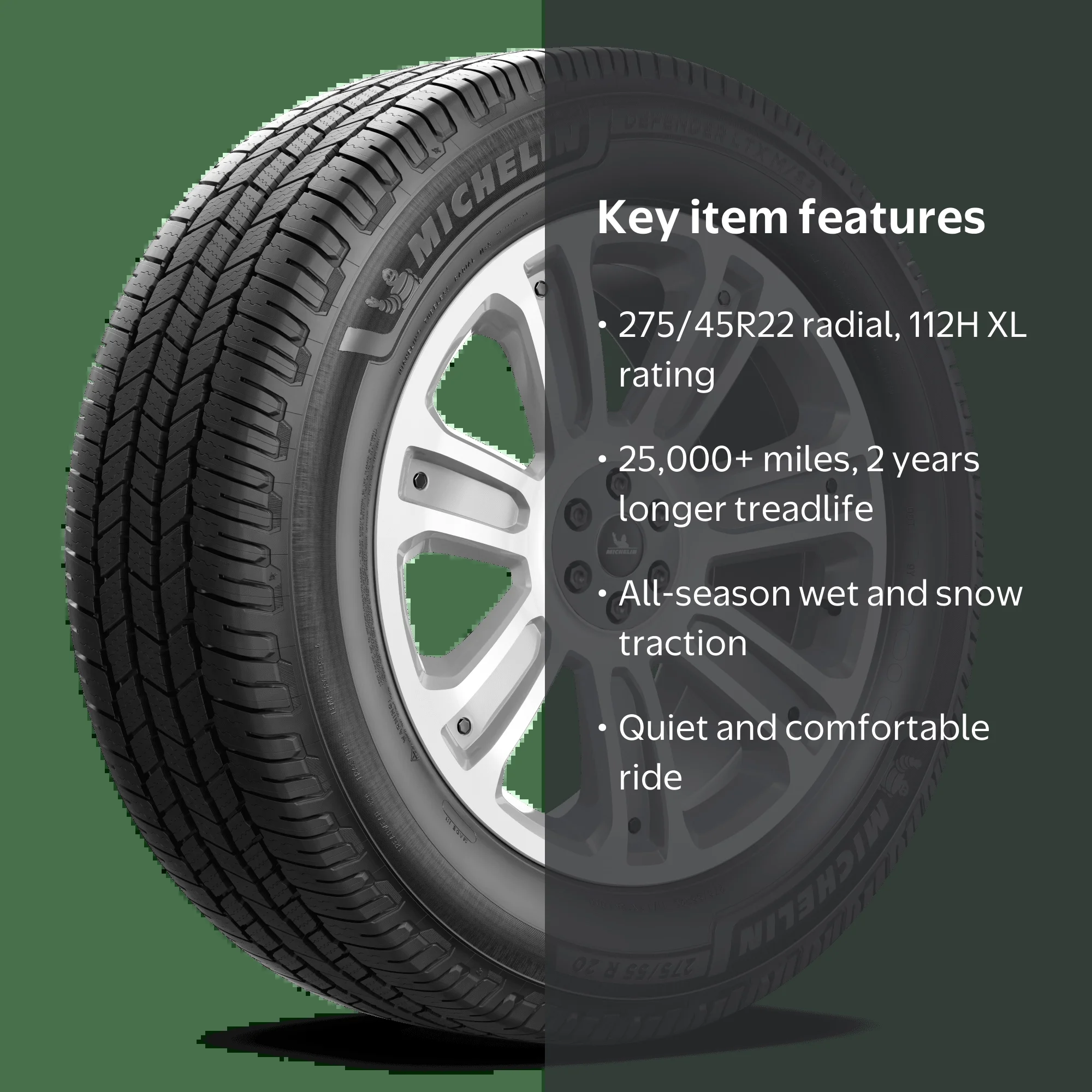 d。 Michelin Defender LTX MS2 275/45R22 112H XL Tire All-Season