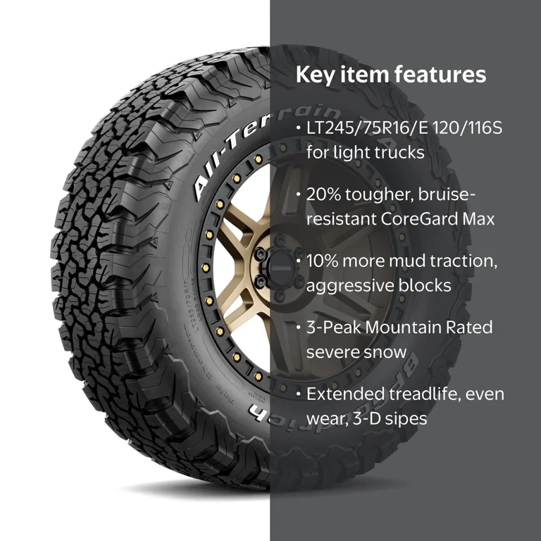 BFGoodrich Heavy Duty All-Terrain T/A KO2 Tire, All Season, LT245
