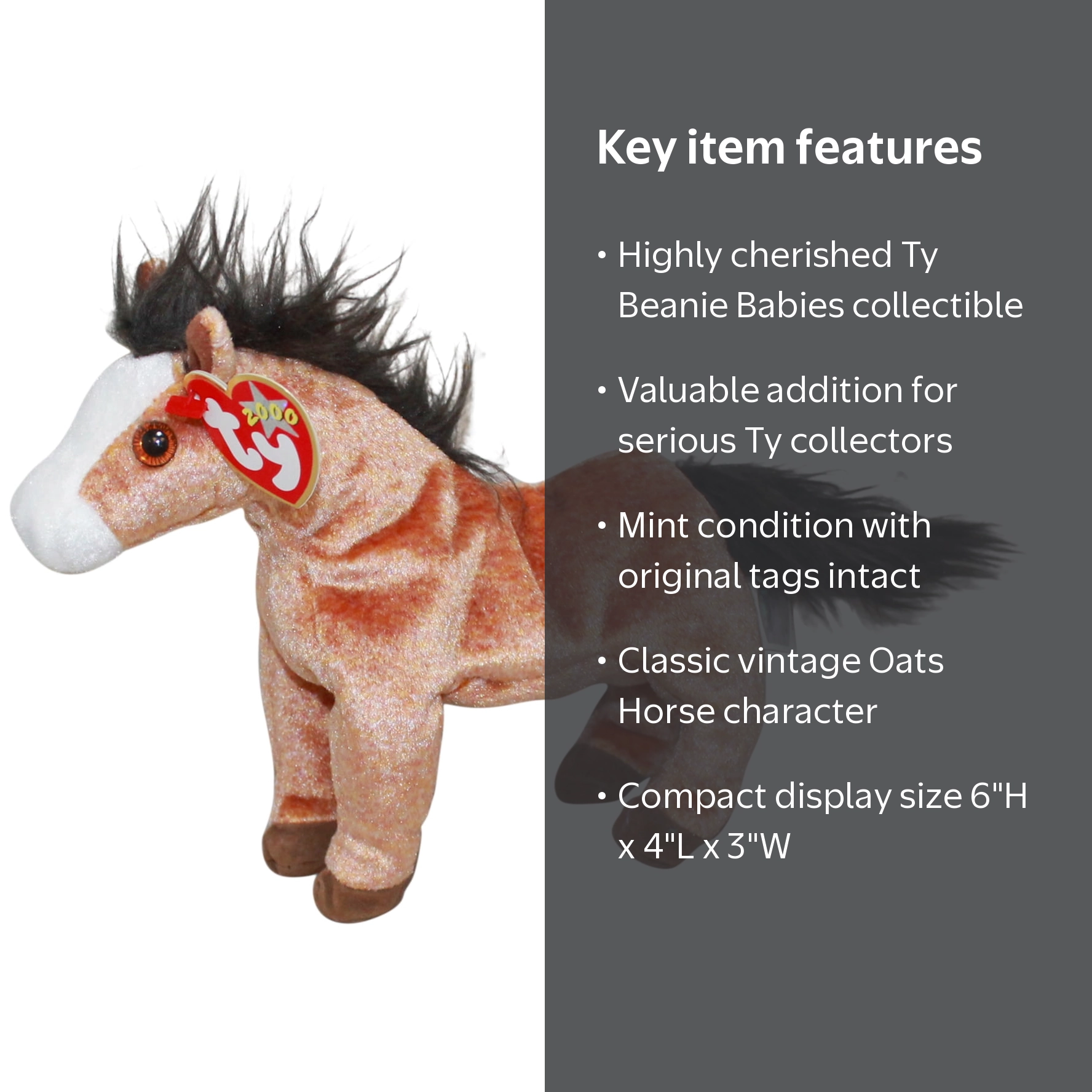 【main story】Beanie - Oat Ty Beanie Baby Plush Toy: Oats the Horse | Stuffed Animal | Mint